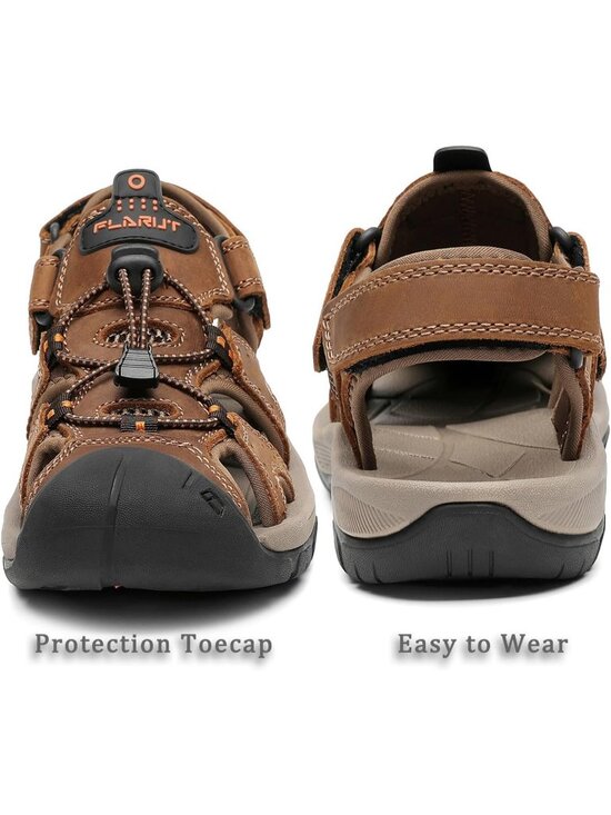 Mens Brown Closed Toe Leather Athletic Outdoor Hiking Sport Casual Sandal Shoes main image 6